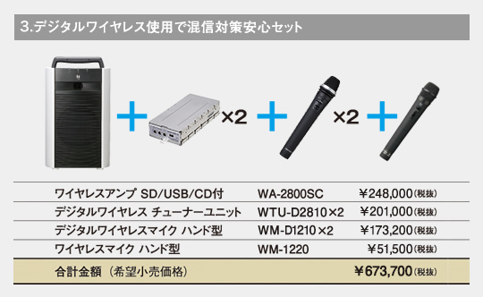 3.デジタルワイヤレス使用で混信対策安心セット