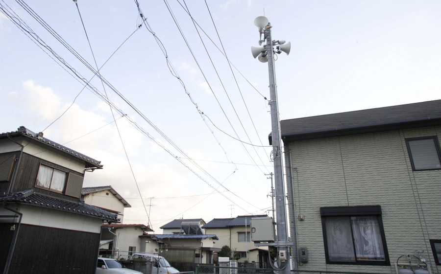 緊急放送が市民にきちんと届くように、市内のいたるところに拡声塔は設置されています